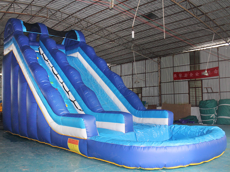 water slide with pool