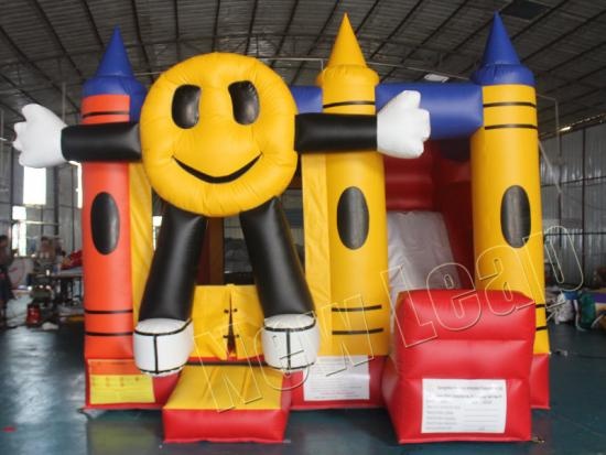 Inflatable bouncy castle with slide