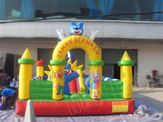 inflatable blue cat world castle