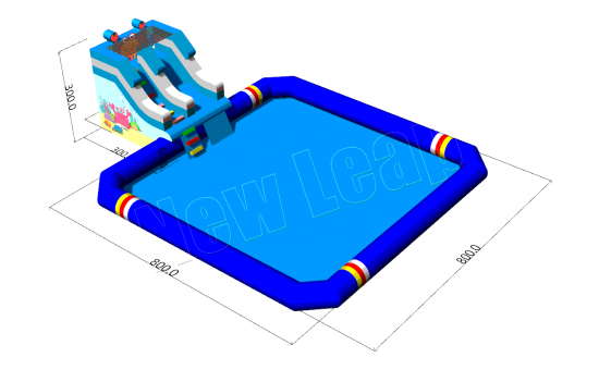 small inflatable slide with big water pool